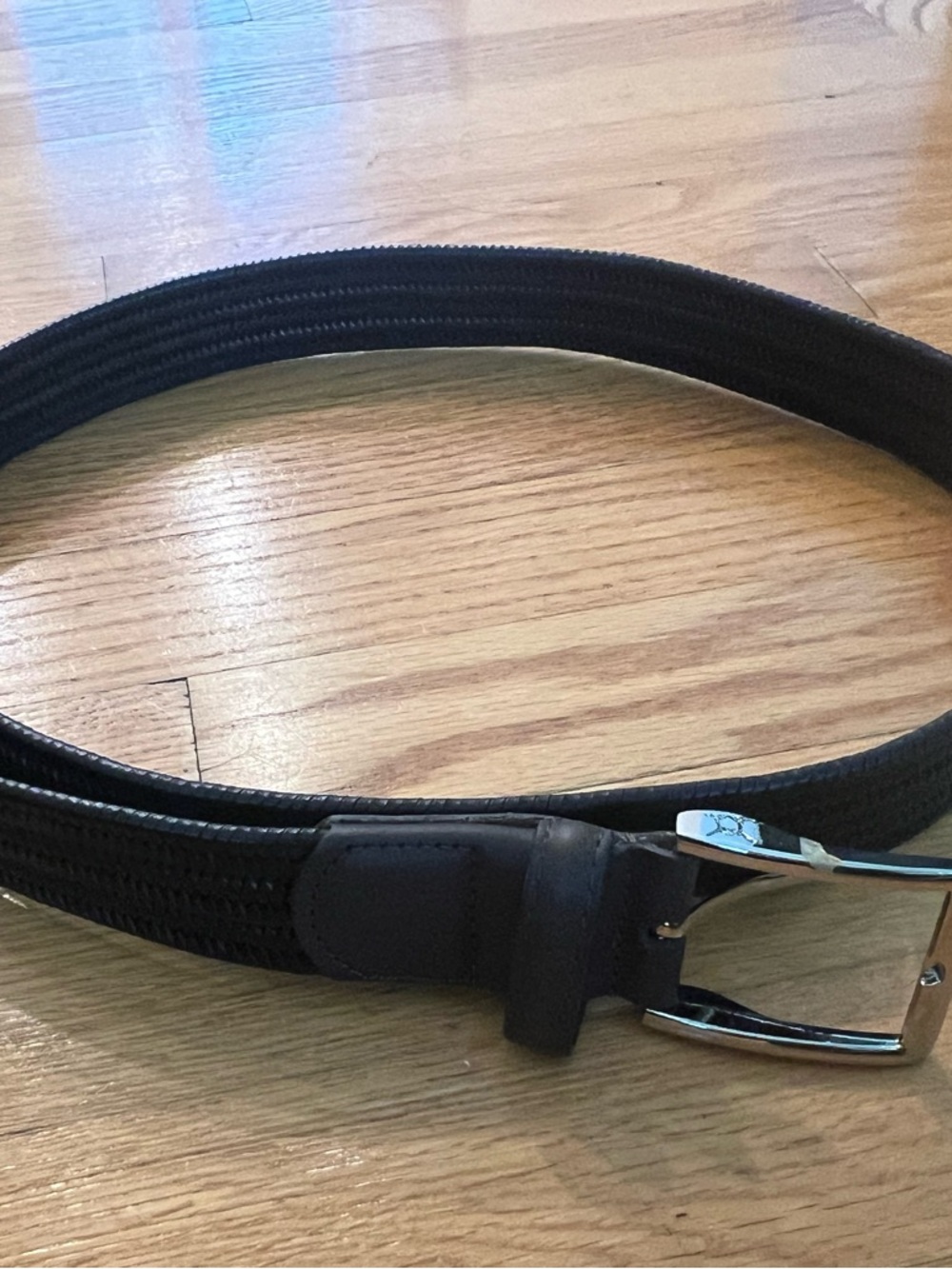 Ghost golf Men's Black braided woven Belt with Silver Buckle